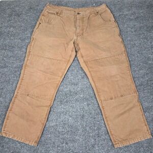Lakin McKey Flannel Lined Double Knee Carpenter‎ Pants Brown Mens 40x30 455.28